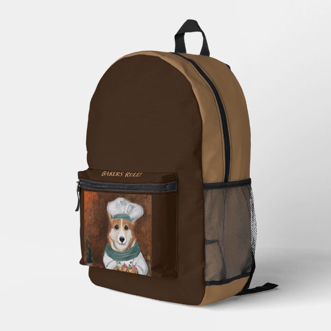 Corgi Printed Backpack (Back Corner Right)