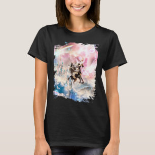 Corgi Pug Riding Unicorn Robot In Space T-Shirt