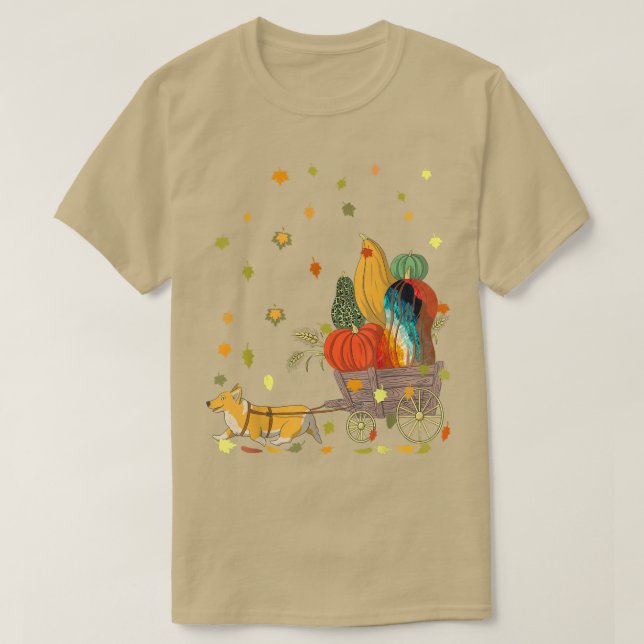 Corgi Pumpkin Tie Dye Tee Dog Lover Fall Leaves Th (Design Front)