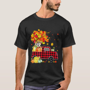Corgi Pumpkin Truck Fall Leaf Thanksgiving T-Shirt