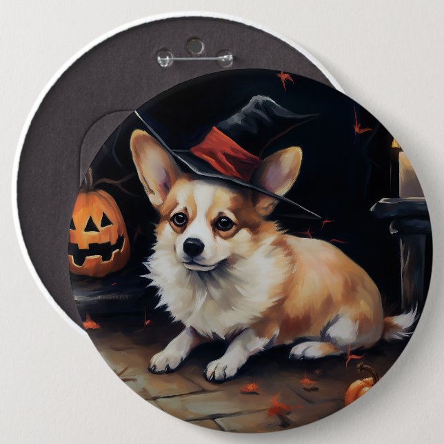 Corgi Pumpkins Halloween Scary 6 Cm Round Badge (Front & Back)