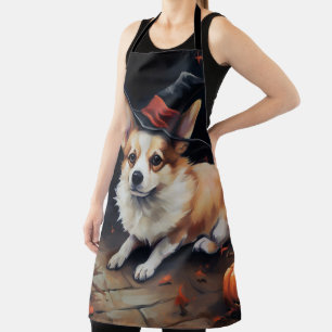 Corgi Pumpkins Halloween Scary Apron