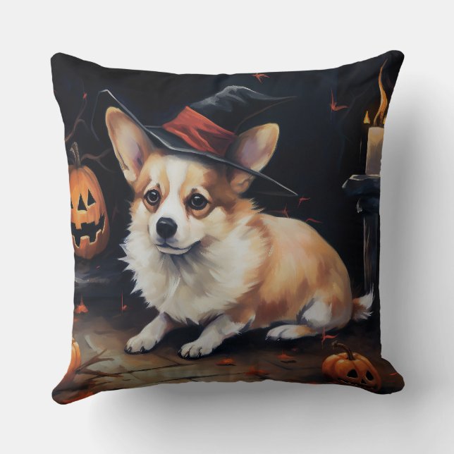 Corgi Pumpkins Halloween Scary Cushion (Back)
