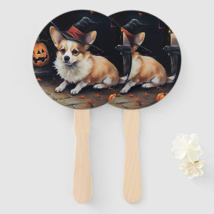 Corgi Pumpkins Halloween Scary Hand Fan