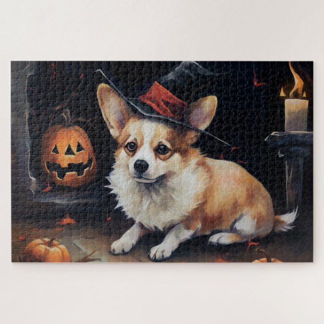 Corgi Pumpkins Halloween Scary Jigsaw Puzzle (Horizontal)