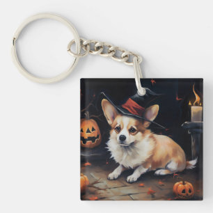 Corgi Pumpkins Halloween Scary Key Ring