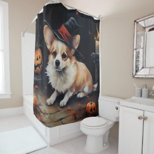 Corgi Pumpkins Halloween Scary Shower Curtain