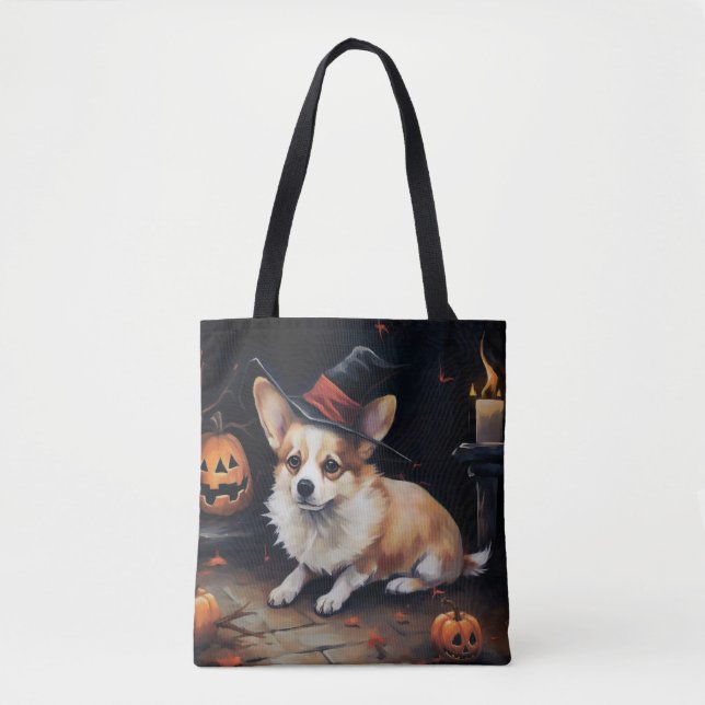 Corgi Pumpkins Halloween Scary Tote Bag (Front)