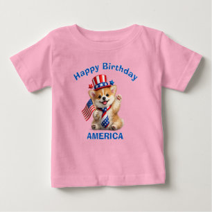 Corgi Puppy (2q) Patriotic Kid T-Shirt