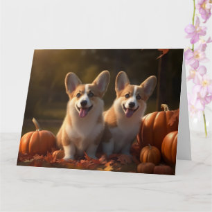 Corgi  Puppy Autumn Delight Pumpkin  Card
