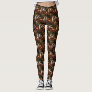 Corgi Puppy Autumn Delight Pumpkin Leggings