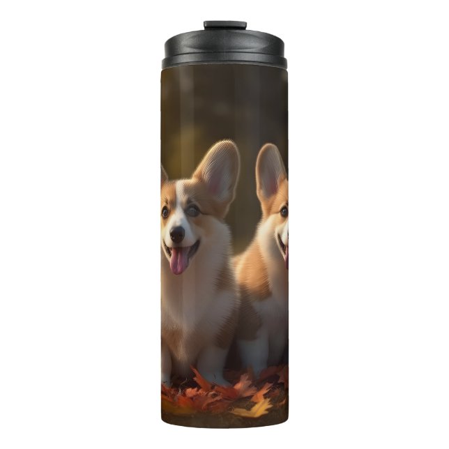 Corgi  Puppy Autumn Delight Pumpkin  Thermal Tumbler (Front)