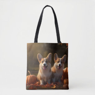Corgi  Puppy Autumn Delight Pumpkin  Tote Bag