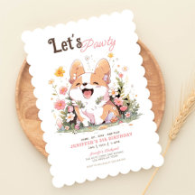 Corgi Puppy Birthday Invitation | Cute Dog-Themed