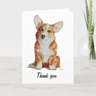Corgi puppy design for Thank you card blank inside