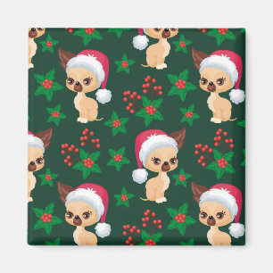 Corgi Puppy Dog Elf Santa Festive Merry Christmas  Magnet