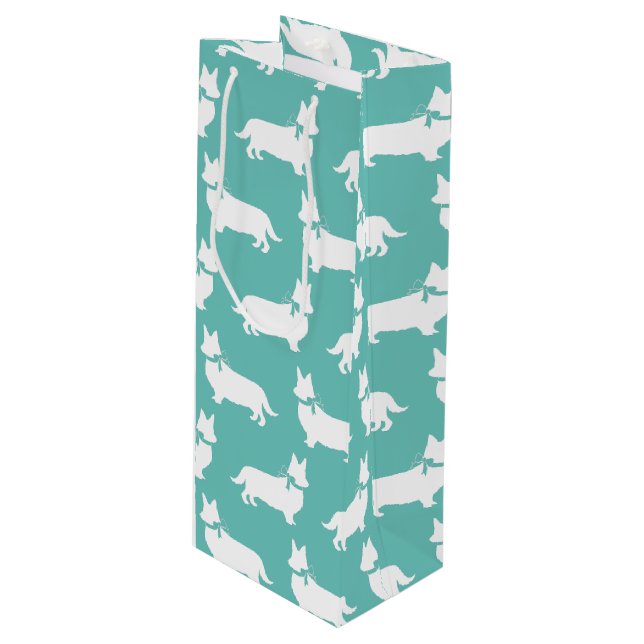 Corgi Puppy Dog Pembroke Welsh Wine Gift Bag (Front Angled)