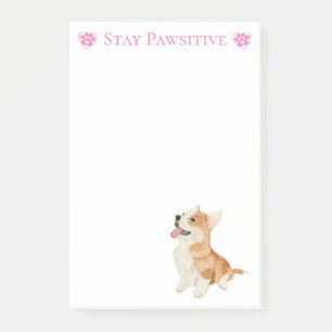 Corgi Puppy Dog Positive Attitude Motivational  Post-it Notes