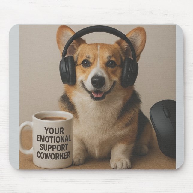 Corgi Puppy Emotional Support Mouse Pad (Front)