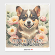Corgi Puppy Kisses - Mother's Day Sticker