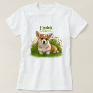 Corgi puppy on the grass   cute pet T-Shirt