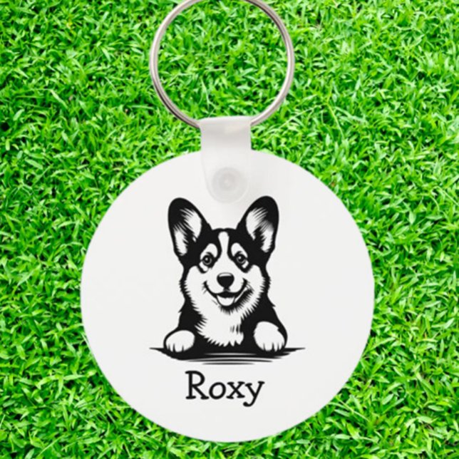 Corgi Puppy Personalised Theme Key Ring (Carry your love for Corgis everywhere with a personalized Corgi puppy keychain.)
