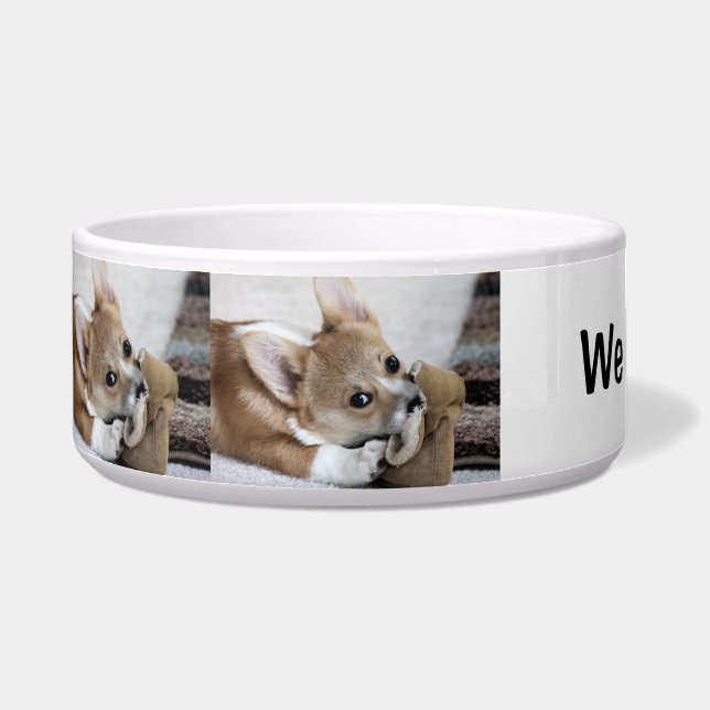 Corgi Puppy "We love Corgis" Food Bowl (Left)