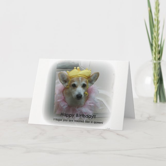 Corgi Queen birthday card (Front)