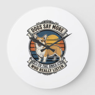 Corgi Quote Shirt Vintage Engraving Dog Lover Tee_ Large Clock