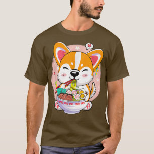 Corgi Ramen Japanese Noodles Cute Kawaii Anime Gir T-Shirt