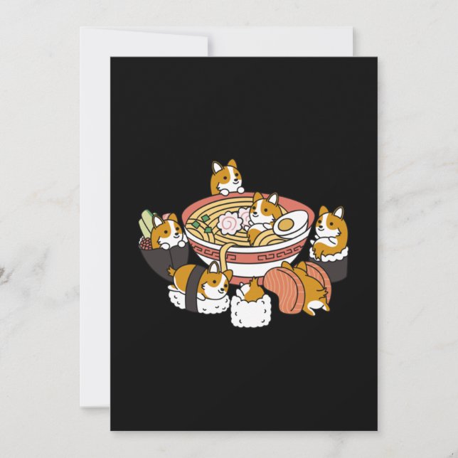 Corgi Ramen Sushi Thank You Card (Front)