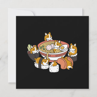 Corgi Ramen Sushi Thank You Card