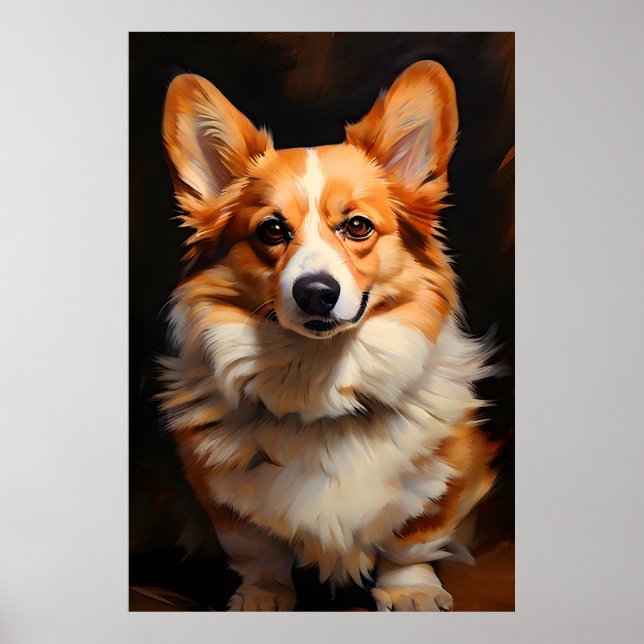 Corgi Realism Art Portrait Poster (Front)
