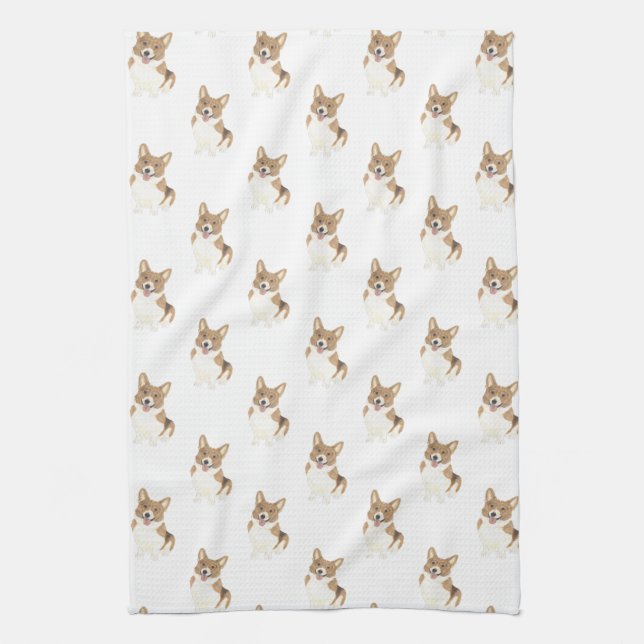 Corgi (Red) Tea Towel (Vertical)