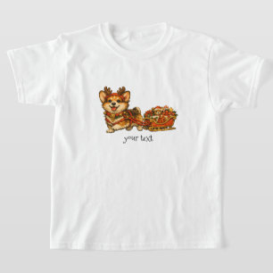Corgi Reindeer Sleigh Retro Cosy Christmas Gift T-Shirt