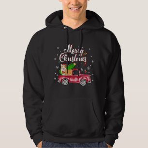 Corgi Retriever Rides Red Truck Christmas Pajama Hoodie
