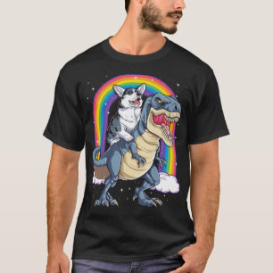 Corgi Riding Dinosaur T rex Shirt Funny Rainbow Do