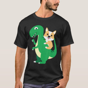 Corgi Riding Rex Cool Dinosaur Dino Dog Halloween T-Shirt