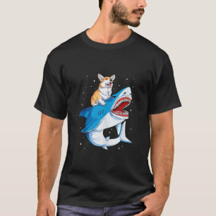Corgi Riding Shark Jawsome Dog Lover Gifts Space G T-Shirt