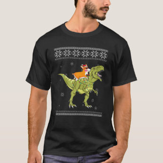 Corgi Riding T Rex Dinosaur Christmas Light Xmas G T-Shirt