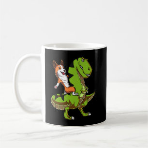 Corgi Riding T-Rex Dinosaur Funny Dog Coffee Mug