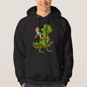 Corgi Riding T-Rex Dinosaur Funny Dog Hoodie