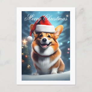 Corgi Santa Christmas Holiday Postcard