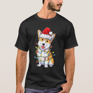 Corgi Santa Christmas Tree Lights Xmas Boys Men Co T-Shirt