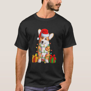 Corgi Santa Christmas Tree Lights Xmas Boys Men Co T-Shirt