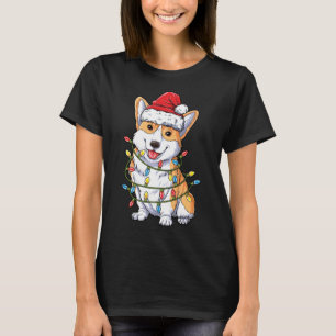 Corgi Santa Christmas Tree Lights Xmas Corgmas Dog T-Shirt