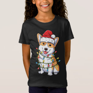 Corgi Santa Christmas Tree Lights Xmas Corgmas Dog T-Shirt