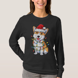 Corgi Santa Christmas Tree Lights Xmas Corgmas Dog T-Shirt