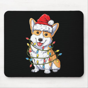 Corgi Santa Christmas Tree Lights Xmas Mouse Mat