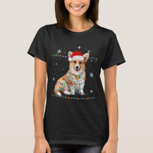 Corgi Santa Christmas Tree Lights Xmas T-Shirt